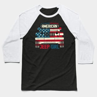 American Jeep girl Usa Flag Jeep Baseball T-Shirt